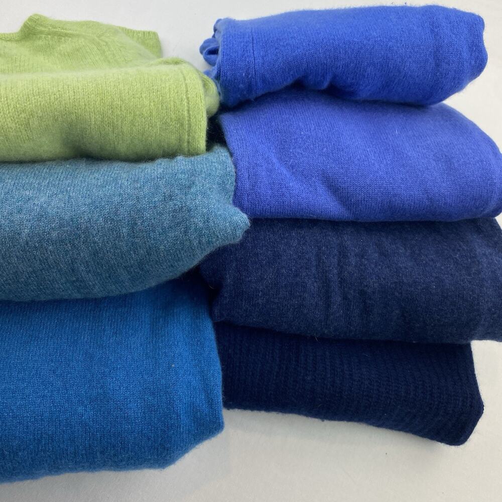 Lot of 100% Cashmere Fabric Cutter Craft Upcycle Flaw Blue Green 2lb 12oz